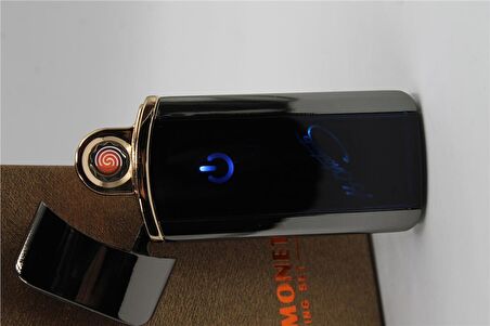 Siyah Işıklı USB Şarjlı Çakmak SMC521AUSBR1