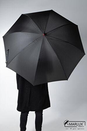 Marlux 8 Fiber Telli Rüzgara Dayanıklı Otomatik Özel Tasarım Protokol Şemsiye Siyah Kırmızı MPR2008