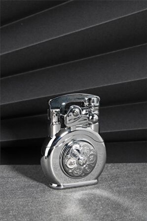 Gümüş Renk Özel Tasarım Çarklı Gazlı Çakmak 24CSM891MR03