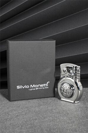 Gümüş Renk Özel Tasarım Çarklı Gazlı Çakmak 24CSM891MR03