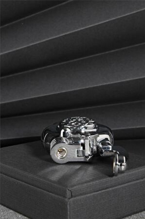 Gümüş Renk Özel Tasarım Çarklı Gazlı Çakmak 24CSM891MR03