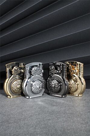 Gümüş Renk Özel Tasarım Çarklı Gazlı Çakmak 24CSM891MR03