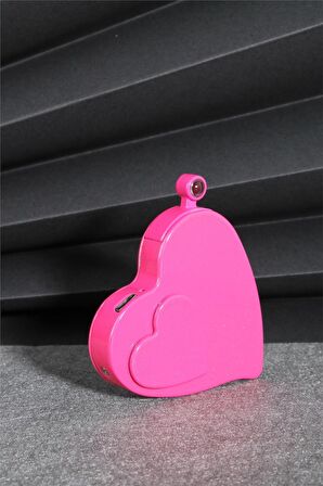 Pembe Renk Kalp Şeklinde Özel Tasarım 100 Dilde Seni Seviyorum Yazan Şarjlı Çakmak 24CSM880MR03