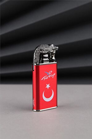 Siyah Timsah Çakmak Özel Tasarım Türkiye Yazılı Ve Türk Bayrağı Çakmak 24CSM923MR002