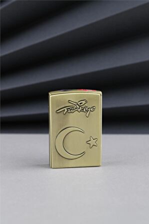 Bronz Kaydırmalı Kabartmalı Türkiye Yazılı Ve Türk Bayrağı Çakmak 24CSM925MR003