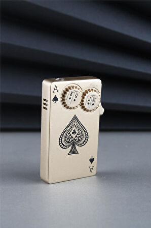 Silvio Monetti İskambil Kartı Şeklinde Çarklı Özel Tasarım Yeşil Torch Alevli Sarı Gazlı Çakmak CAKFP048M