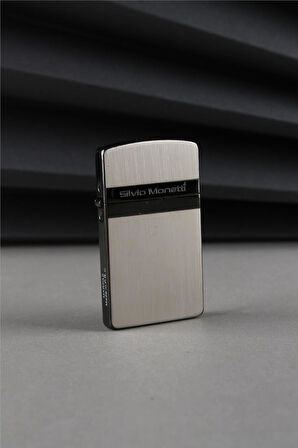 Silvio Monetti Özel Tasarım Benzinli Kapaklı Siyah Benzinli Çakmak CAKSM084T