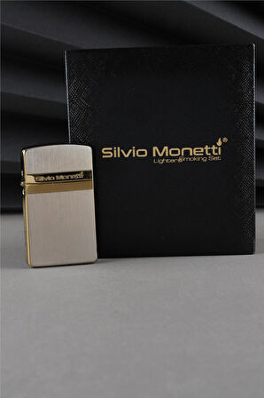 Silvio Monetti Özel Tasarım Benzinli Kapaklı Altın Benzinli Çakmak CAKSM084T