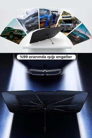 Tüm Araçlara Uygun Oto Güneşlik Oto Ön Cam Güneşliği Şemsiye Oto Güneşlik Gölgelik 2 Adet