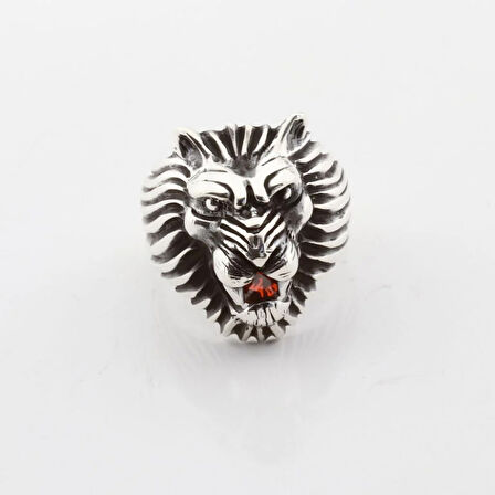 Kaplan Başı Zirkon Taşlı Gümüş Erkek Yüzük