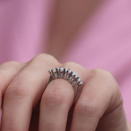 Prenses Model 4 Tırnaklı 5 Taş Starlight Diamond Gümüş Yüzük