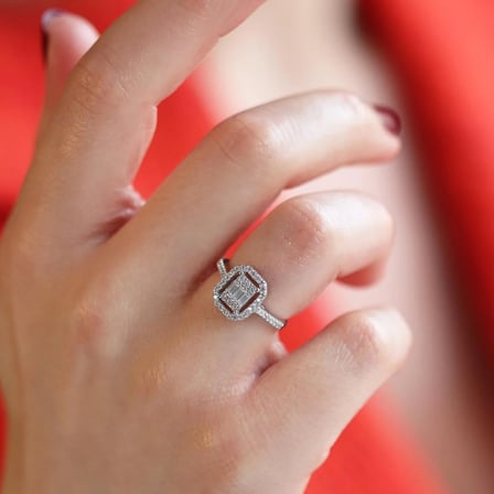 Baget Kesim Oval Starlight Diamond Gümüş Yüzük