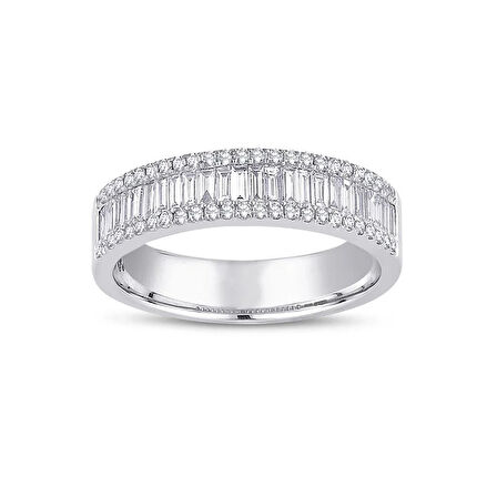 Starlight Diamond Baget Taşlı Yarımtur Gümüş Yüzük