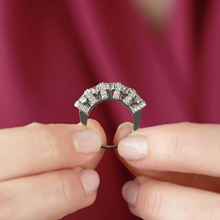 Tırnak Araları Mini Zirkon Taşlı 5 Taş Starlight Diamond Gümüş Yüzük