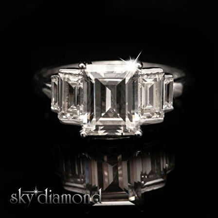 Baget Kesimli Sky Diamond Gümüş Yüzük 