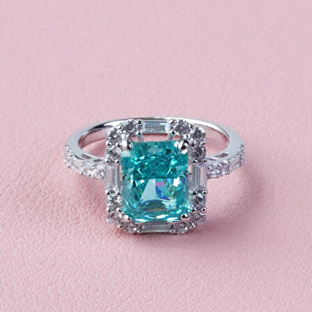 Paraiba Taşlı Baget Vintage Gümüş Yüzük