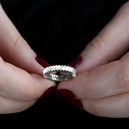 Baget Taşlı Tamtur 925 Ayar Gümüş Yüzük