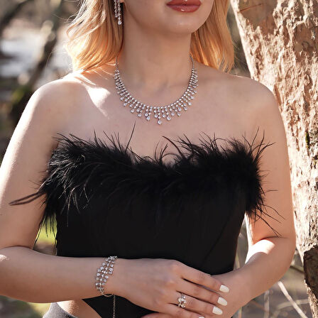 Elegant Zirkon Taşlı Gümüş Set