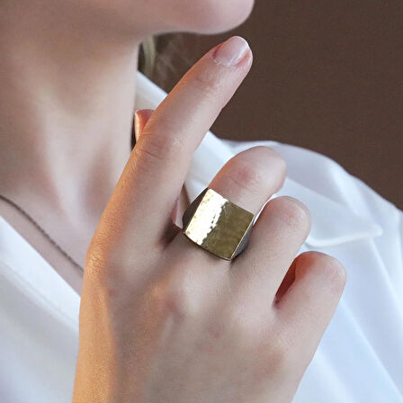 Kare  El İşi Dövme Gold Kaplama Otantik Takım