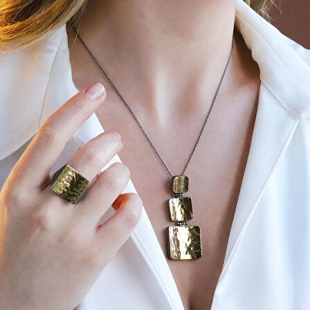 Kare  El İşi Dövme Gold Kaplama Otantik Takım