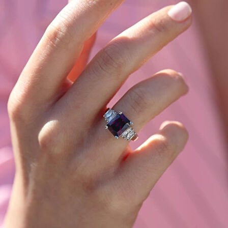 Ametist Taşlı Gümüş Yüzük