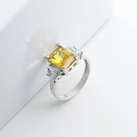 Sitrin Taşlı Gümüş Yüzük