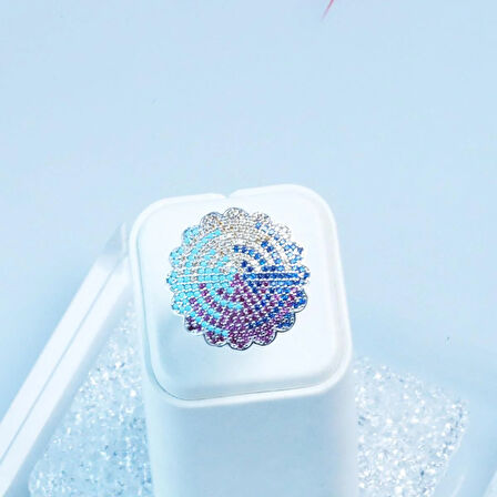 Milliner Renkli Zirkon Taşlı Gümüş Yüzük