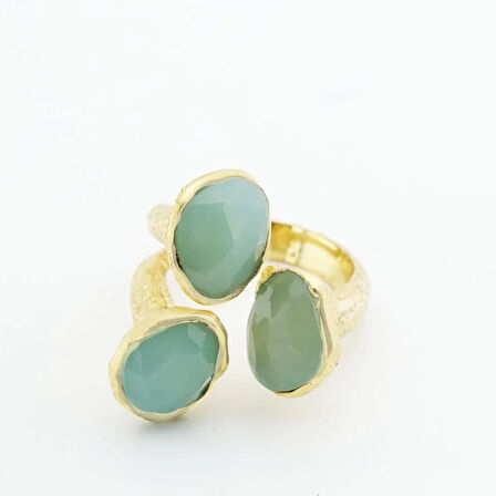 Peridot Taşlı Gold Kaplama El İşi Gümüş Yüzük