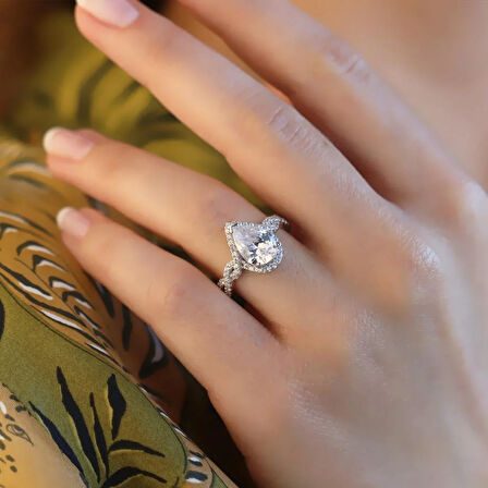 Sonsuzluk Zirkon Taşlı Damla Model Gümüş Yüzük