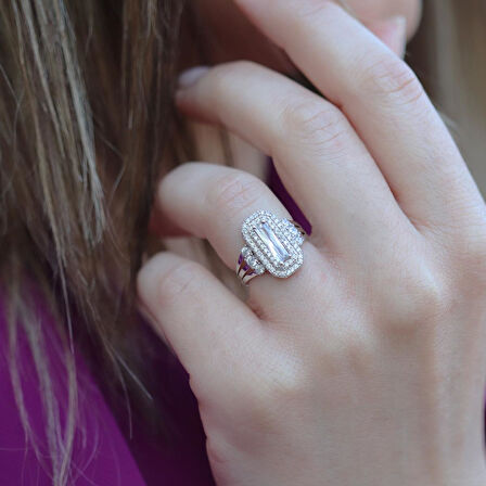 Baget Taşlı Gümüş Yüzük