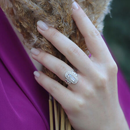 Baget Taşlı Gümüş Yüzük