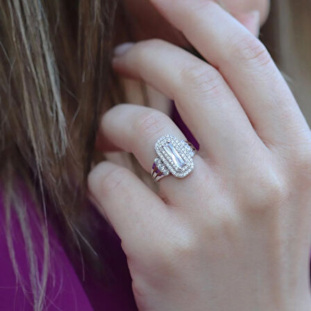 Baget Taşlı Gümüş Yüzük