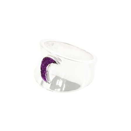 Pembe Zirkon Taşlı Moon İkon Gümüş Yüzük