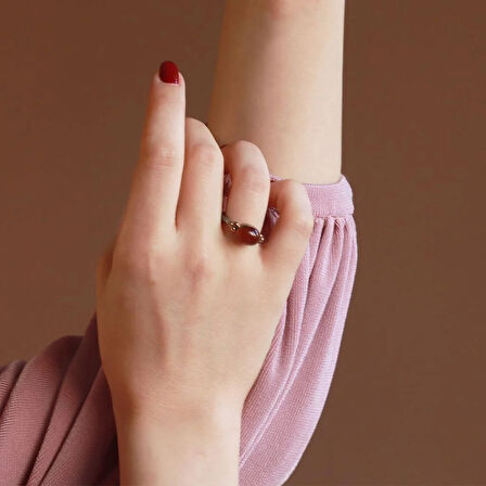 Akik Taşlı EL İşi Otantik 925 Ayar Gümüş Yüzük