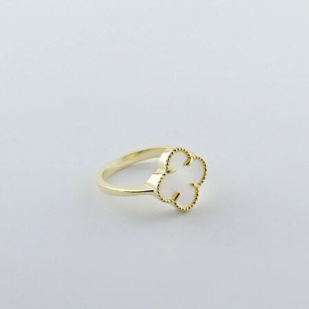 İkonik Alhambra Sedef Taşlı Gold Kaplama Gümüş Yüzük