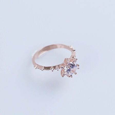 Lotus Çiçeği Rose Gold Kaplama Gümüş Yüzük
