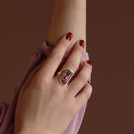 Lal Taşlı El İşli Otantik 925 Ayar Gümüş Takım