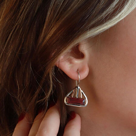 Lal Taşlı El İşli Otantik 925 Ayar Gümüş Takım