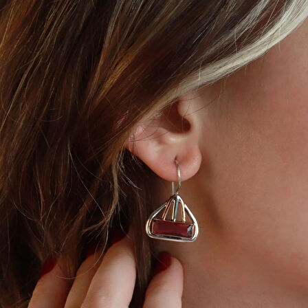 Lal Taşlı El İşli Otantik 925 Ayar Gümüş Takım