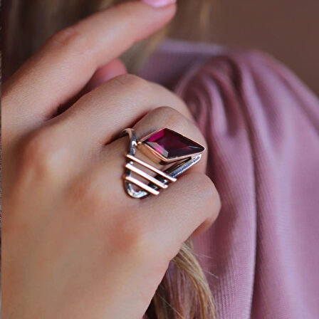 Lal Taşlı Gümüş Otantik Takı Seti