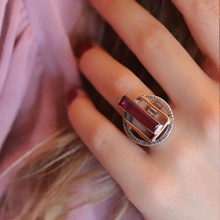 Lal Taşlı 925 Ayar Gümüş Otantik Tasarım Set