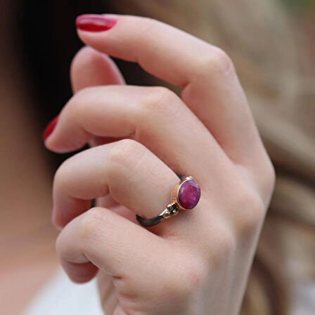 Kök Yakut Taşlı Gümüş Otantik Set