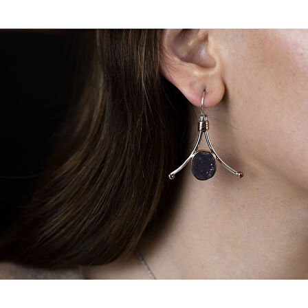 Ametist Taşlı Gümüş Otantik El İşi Takım