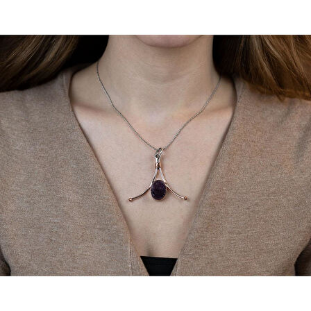 Ametist Taşlı Gümüş Otantik El İşi Takım