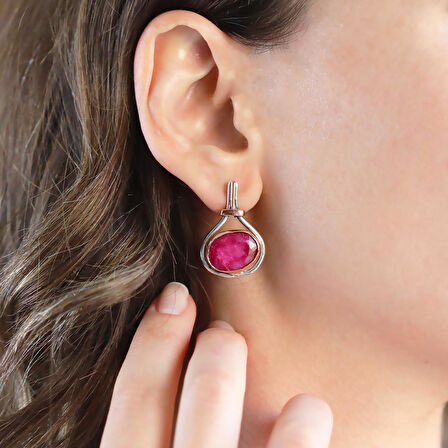 Kök Yakut Taşlı El İşi Gümüş Otantik Set