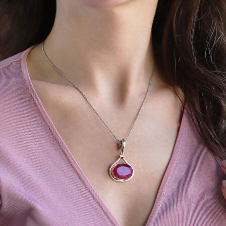 Kök Yakut Taşlı El İşi Gümüş Otantik Set