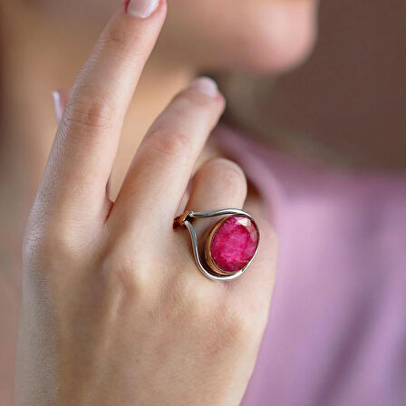 Kök Yakut Taşlı El İşi Gümüş Otantik Set