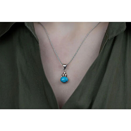 Turkuaz Taşlı Gümüş Otantik Set