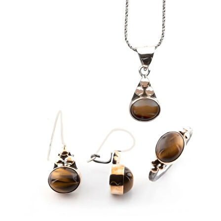 Kaplan Gözü Gümüş Otantik Set