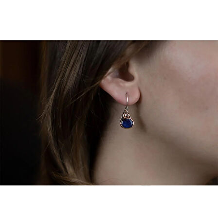 Kök Safir Taşlı Gümüş Otantik Set